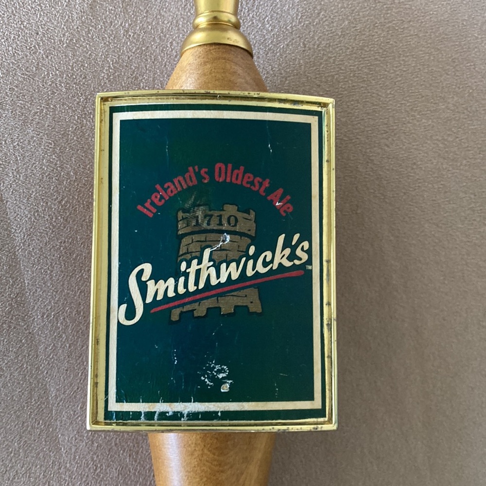 Vintage wooden Smithwick’s Ireland’s oldest ale beer tap handle